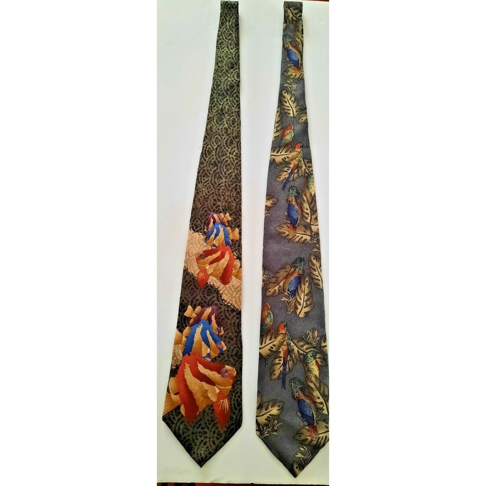 Endangered Species Dalai  Lama Damsels Tropical Americana Men's Ties‎ Lot of Two